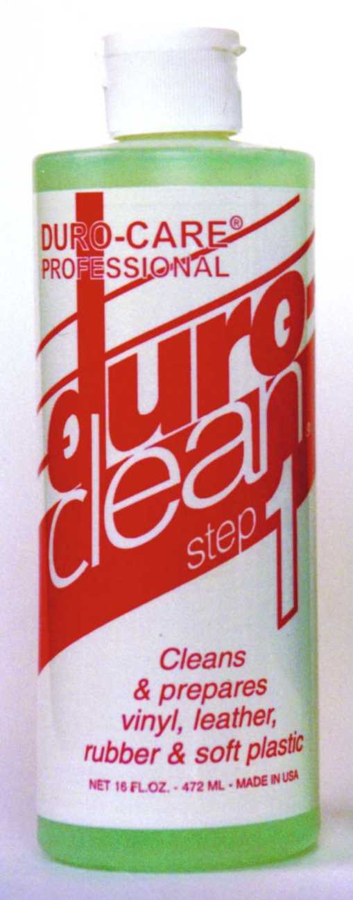 Image of bottle of Duro-Clean, A powerful yet safet cleaner for vinyl and leather